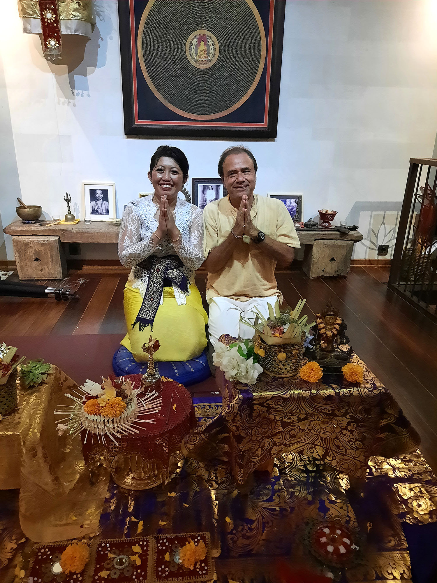 Jero Tya and Andre at Usada Bali new moon blessing